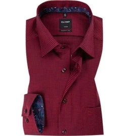 OLYMP Luxor Modern Fit 69EL 1254/69/39 Hemd, Extra langer Arm, Baumwolle, Dunkelrot gemustert, Dunkelrot
