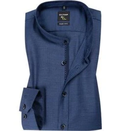 OLYMP No. Six Super Slim 2564/64/18 Hemd, Super Slim Fit, Baumwolle, Marine gemustert, Marine