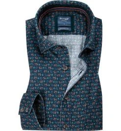 OLYMP Casual Modern Fit 4050/64/45 Hemd, Baumwolle, Grün-blau gemustert, Grün