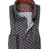 OLYMP Casual Modern Fit 4050/64/82 Hemd, Baumwolle, Blau-orange gemustert, Mandarin