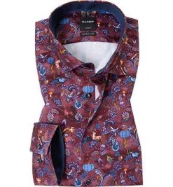 OLYMP Luxor Modern Fit 69EL 1252/69/39 Hemd, Baumwolle, Extra langer Arm, Dunkelrot gemustert, Dunkelrot