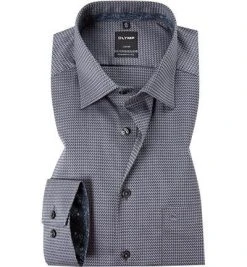 OLYMP Luxor Modern Fit 69EL 1254/69/68 Hemd, Baumwolle, Extra langer Arm, Schwarz gemustert, Schwarz