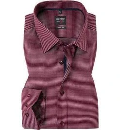 OLYMP Level Five Body Fit 69EL 2054/69/39 Hemd, Baumwolle, Extra langer Arm, Dunkelrot gemustert, Dunkelrot