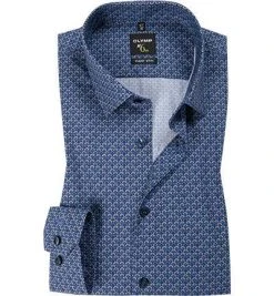 OLYMP No. Six Super Slim 69EL 2540/69/11 Hemd, Super Slim Fit, Baumwolle, Extra langer Arm, Bleu gemustert, Bleu