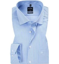 OLYMP Luxor Modern Fit 0746/64/11 Hemd, Popeline, Bleu gestreift, Bleu