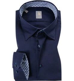 Jacques Britt Hemd Messina Mix 765060/19 Slim Fit, Baumwolle, Dunkelblau, Dunkelblau (19)