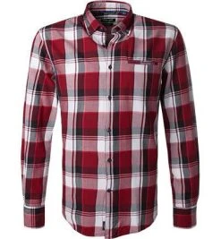 Pierre Cardin Hemd 05893/000/27357/9063 Modern Fit, Baumwolle, Rot-weiß kariert, Rot