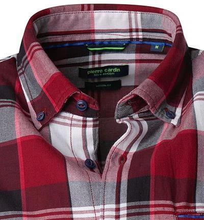 Pierre Cardin Hemd 05893/000/27357/9063 Modern Fit, Baumwolle, Rot-weiß kariert, Rot 2 Pierre Cardin Hemd 05893/000/27357/9063 Modern Fit, Baumwolle, Rot-weiß kariert, Rot – Bild 2