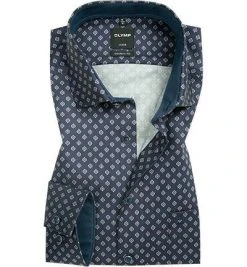 OLYMP Luxor Modern Fit 69EL 1272/69/34 Hemd, Extra langer Arm, Baumwolle, Dunkelblau-rost gemustert, Dunkelblau