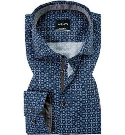 Venti Hemd 103521900/100 Modern Fit, Baumwolle, Blau gemustert, Blau