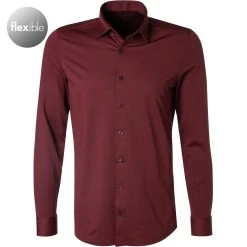OLYMP No. Six Super Slim 2512/64/37 Hemd, Super Slim Fit, Jersey geruchshemmend, Bordeaux