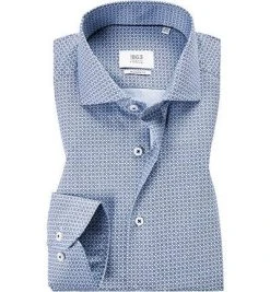 ETERNA Hemd 3968/X682/18 Modern Fit, Baumwolle CO2-Neutral, Hellblau-navy gemustert, Blau