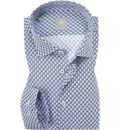 Jacques Britt Hemd Como 735070/16 Custom Fit, Baumwolle, Blau-weiß gemustert, Blau-weiß