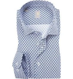 Jacques Britt Hemd Como 765070/16 Slim Fit, Baumwolle, Blau-weiß gemustert, Blau-weiß