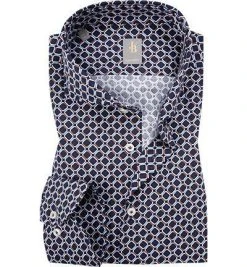 Jacques Britt Hemd Sardegna 735280/19 Custom Fit, Baumwolle, Navy gemustert, Navy