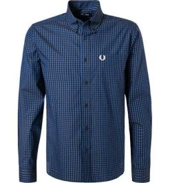 Fred Perry Hemd M9507/612 Popeline, Kobalt kariert, Kobalt
