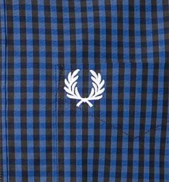 Fred Perry Hemd M9507/612 Popeline, Kobalt kariert, Kobalt -hemdenverkauf 354422 norm3