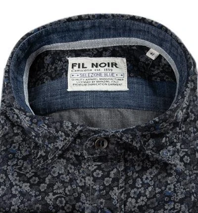 FIL NOIR Hemd Roma 51354/67 Shaped Fit, Baumwolle CO2-Neutral, Blau gemustert, Blau 2 FIL NOIR Hemd Roma 51354/67 Shaped Fit, Baumwolle CO2-Neutral, Blau gemustert, Blau – Bild 2