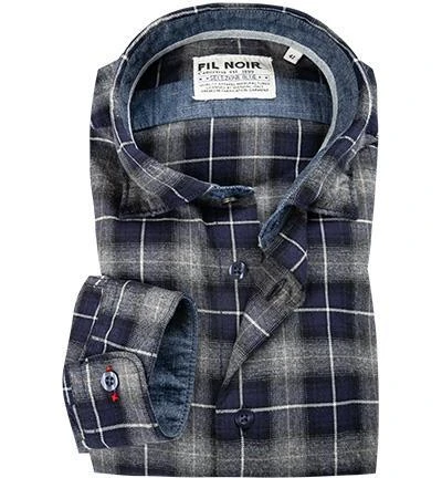FIL NOIR Hemd Roma 51357/70 Shaped Fit, Baumwolle CO2-Neutral, Nachtblau kariert, Nachtblau 1 FIL NOIR Hemd Roma 51357/70 Shaped Fit, Baumwolle CO2-Neutral, Nachtblau kariert, Nachtblau
