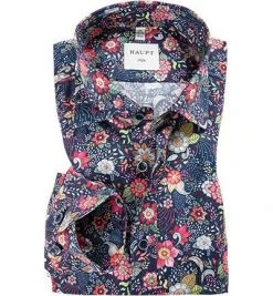 Haupt Hemd 7052027293/40708 Regular Fit, Baumwolle, Navy gemustert, Navy
