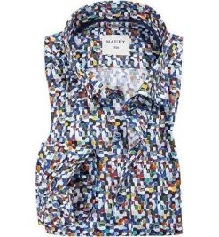 Haupt Hemd 7052027227/40704 Regular Fit, Baumwolle, Blau gemustert, Blau