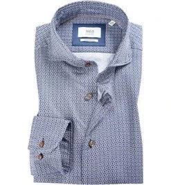 ETERNA Hemd 3958/XS8M/18 Modern Fit, Popeline CO2-Neutral, Blau-weiß-braun gemustert, Blau-weiß-braun