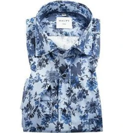 Haupt Hemd 7052027255/40701 Regular Fit, Baumwolle, Blau gemustert, Blau