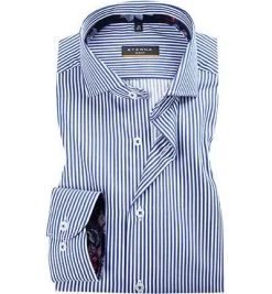 ETERNA Hemd 3949/F94V/16 Slim Fit, Popeline, Blau-weiß gestreift, Weiß-blau