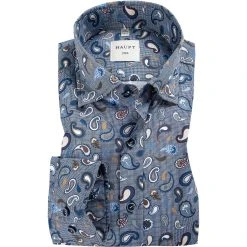 Haupt Hemd 70520217226/40706 Modern Fit, Baumwolle, Blau gemustert, Blau