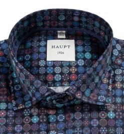 Haupt Hemd 70520217252/40407 Modern Fit, Baumwolle, Dunkelblau-dunkelrot gemustert, Dunkelrot -hemdenverkauf 354987 norm2