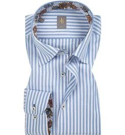 Jacques Britt Hemd Messina Mix 765160/11 Slim Fit, Baumwolle, Blau-weiß gestreift, Blau-weiß