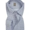 Jacques Britt Hemd Messina 765110/12 Slim Fit, Baumwolle, Blau-weiß gemustert, Blau-weiß