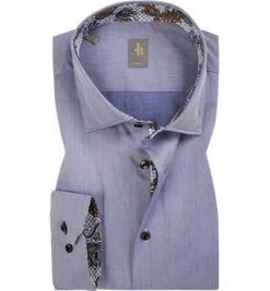 Jacques Britt Hemd Como Mix 765150/14 Slim Fit, Baumwolle, Blau meliert, Blau