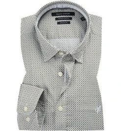Marc O'Polo Hemd 028 7201 42418/X40 Regular Fit, Baumwolle, Grün-weiß gemustert, Grün-weiß