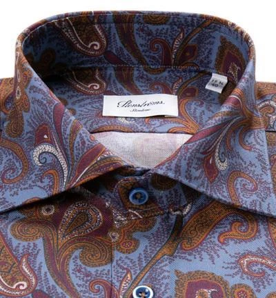 Stenströms Hemd 712901/8050/141 Slimline, Baumwolle, Blau-braun gemustert, Blau-braun 2 Stenströms Hemd 712901/8050/141 Slimline, Baumwolle, Blau-braun gemustert, Blau-braun – Bild 2