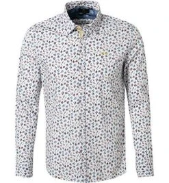 N.Z.A. Hemd 20HN582/40 Baumwolle, Offwhite-blau gemustert, Off white