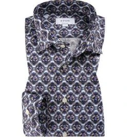 ETON Hemd 1000/01806/25 Contemporary Fit, Baumwolle, Blau gemustert, Blau