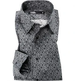 KARL LAGERFELD Hemd 605000/61/502637/990 Modern Fit, Baumwolle, Schwarz gemustert, Schwarz