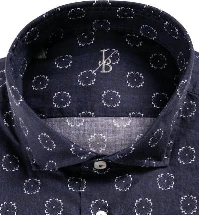 Jacques Britt Hemd Siena 755210/17 Perfect Fit, Baumwolle, Dunkelblau gemustert, Blau 2 Jacques Britt Hemd Siena 755210/17 Perfect Fit, Baumwolle, Dunkelblau gemustert, Blau – Bild 2