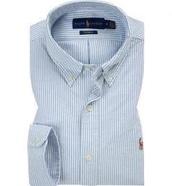 Polo Ralph Lauren Hemd 710792041/004 Custom Fit, Oxford, Blau-weiß gestreift, Blau-weiß