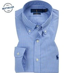 Polo Ralph Lauren Hemd 710705269/001 Slim Fit, Baumwolle, Blau-weiß kariert, Blau-weiß (001)