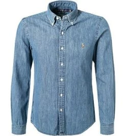 Polo Ralph Lauren Hemd 710548539/001 Jeanshemd, Slim Fit, Baumwolle, Mittelblau, Dunkelblau