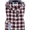 Tommy Hilfiger Hemd MW0MW15010/0Q1 Slim Fit, Flanell, Dunkelrot-weiß kariert, Dunkelrot-weiß