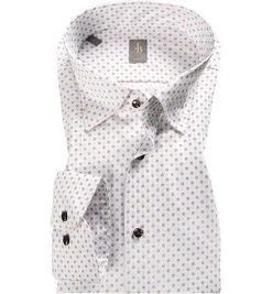 Jacques Britt Hemd Messina 765240/21 Slim Fit, Baumwolle, Weiß-braun gemustert, Weiß-braun