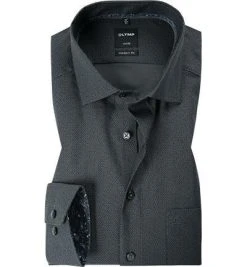 OLYMP Luxor Modern Fit 69EL 1262/69/68 Hemd, Baumwolle, Extra langer Arm, Schwarz gemustert, Schwarz