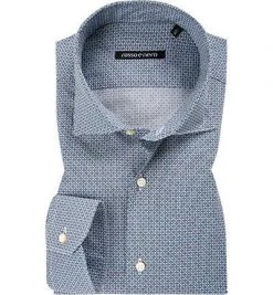 rosso e nero Hemd A8/blau-weiß Slim Fit, Baumwolle, Blau-weiß gemustert