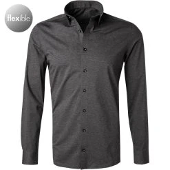 OLYMP Level Five Body Fit 2008/64/67 Hemd, Jersey geruchshemmend, Anthrazit meliert, Anthrazit