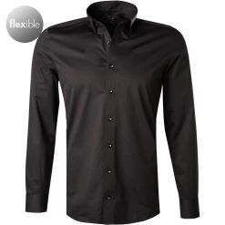 OLYMP Level Five Body Fit 2008/64/68 Hemd, Jersey geruchshemmend, Schwarz