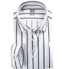 Jacques Britt Hemd Como 7653/74 Slim Fit, Baumwolle, Weiß-grün gestreift, Grün-weiß