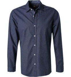 Lucky de Luca Hemd Nyro 05104/1 Baumwolle, Dunkelblau gemustert, Dunkelblau